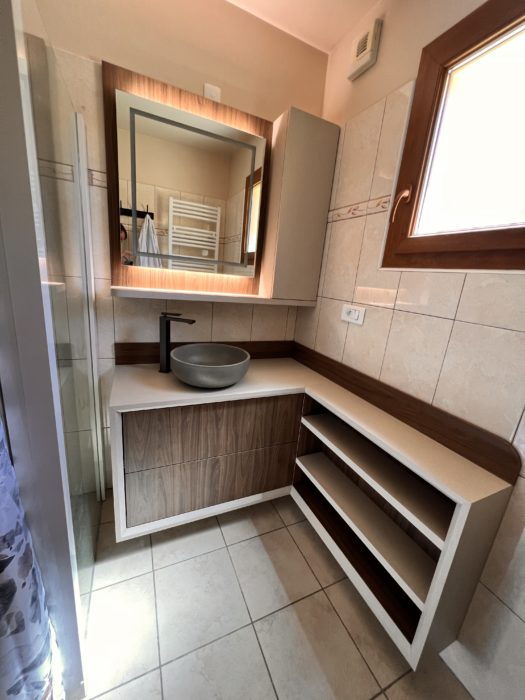 Mobilier et miroir de salle de bain