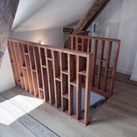 conception, fabrication et installation d'un garde corps en sapin huilé à Tencin